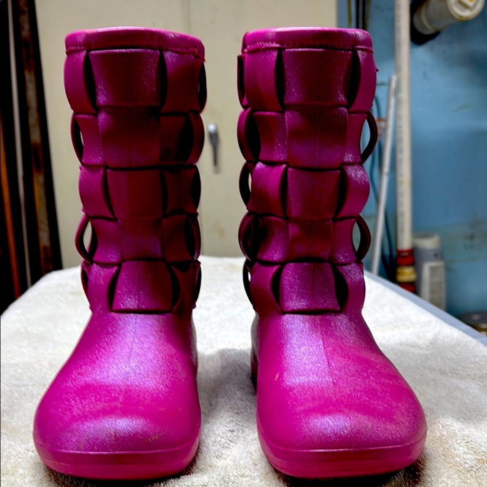 CROCS Pink Winter Rain Boots with Chunky Sole